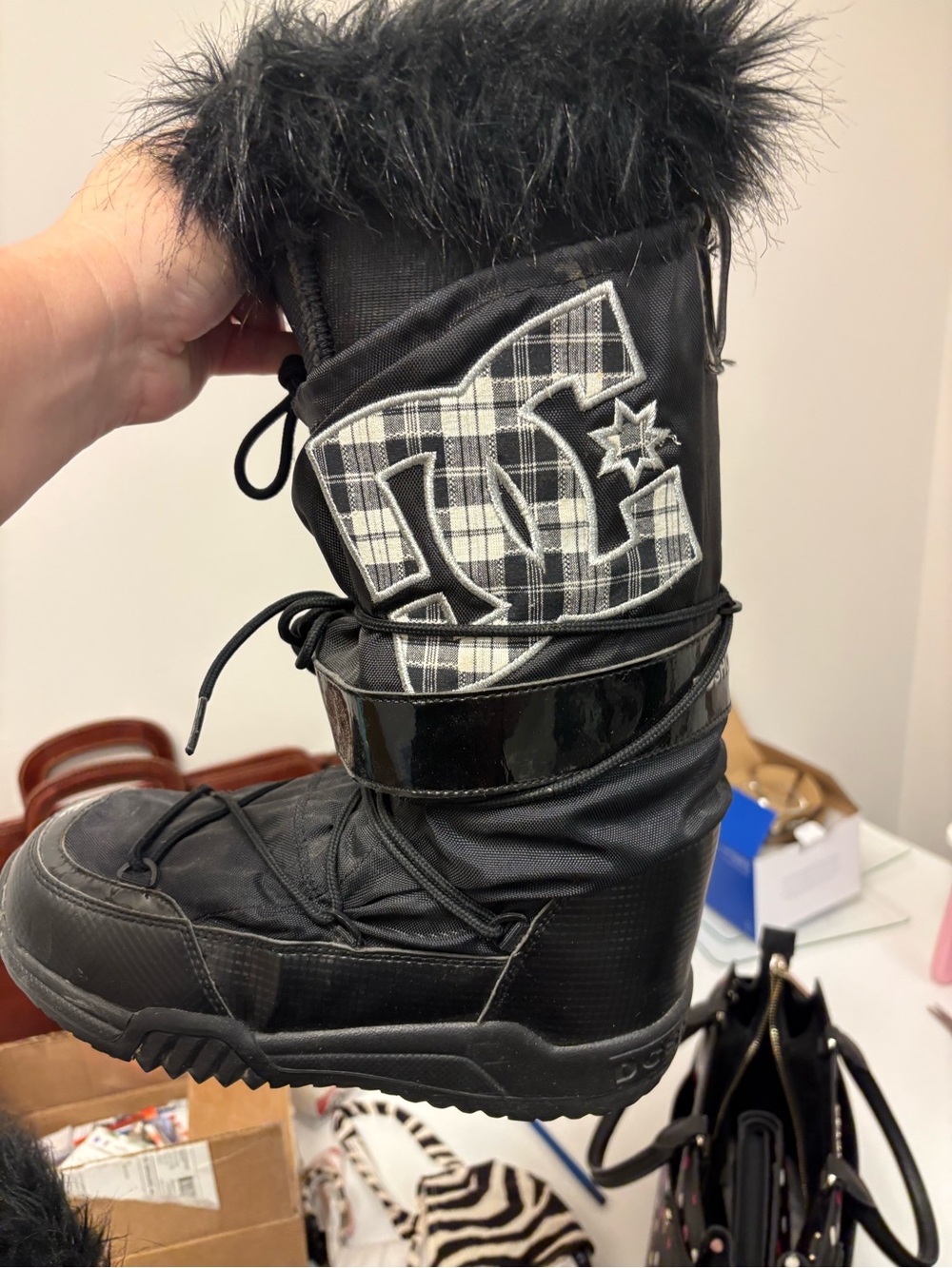 DC Black Lace-Up Snow Boots with Glossy Trim - Picture 3 of 9